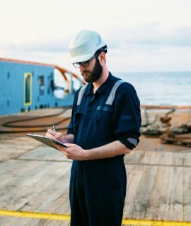 Deck Officer on deck of offshore vessel or ship